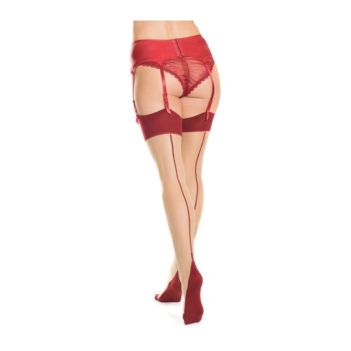 Merlot Cuban Heel & Sheer Thigh High