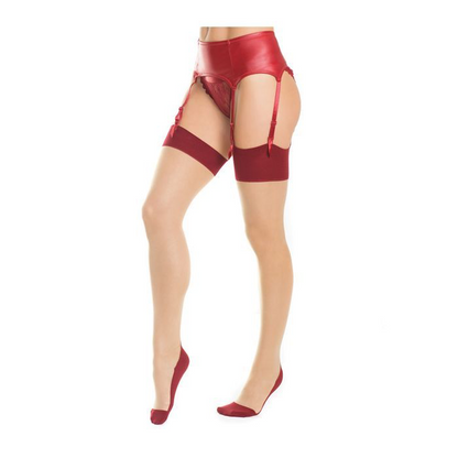 Merlot Cuban Heel & Sheer Thigh High