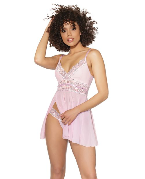 Shimmering Crystal Pink Babydoll (Sm-3X)