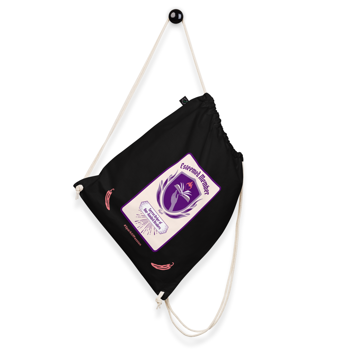 Organic Drawstring Bag - Esteemed Member of the One-Handed Readers Club