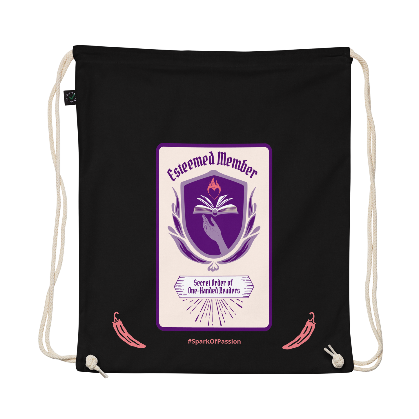 Organic Drawstring Bag - Esteemed Member of the One-Handed Readers Club